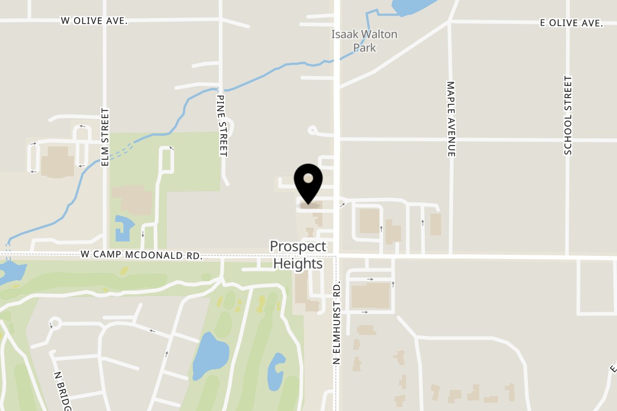 Map showing the location of Pizza Pavia on 6 N Elmhurst Rd in Prospect Heights